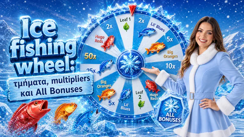 Ice fishing wheel με Leaf τμήματα multipliers και All Bonuses