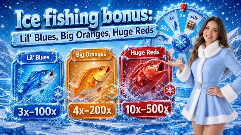 Ice fishing bonus με Lil Blues Big Oranges Huge Reds και payout ranges