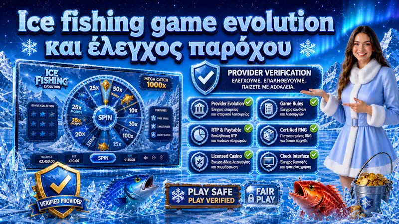 Ice fishing game Evolution με provider έλεγχο RTP και rules panel